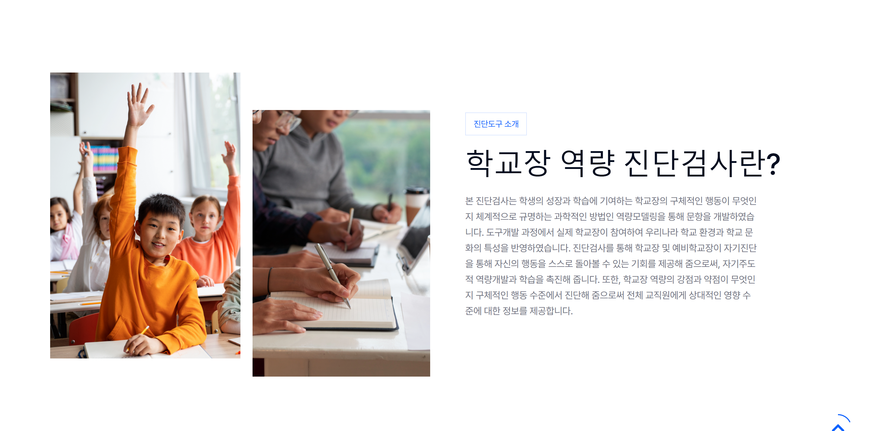 진단도구 소개 섹션 — '학교장 역량 진단검사란?'